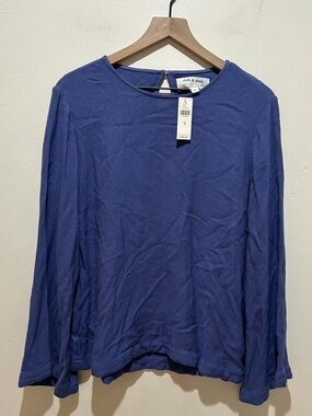 NWT Cloth & Stone by Anthropologie Long Bell Sleeve Blue Blouse Shirt - Medium